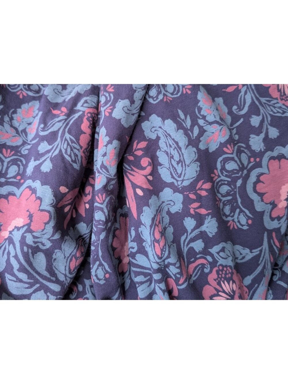 Pact Organic Fit & Flare Wrap Dress Twilight Purple Blooming Vines Size M